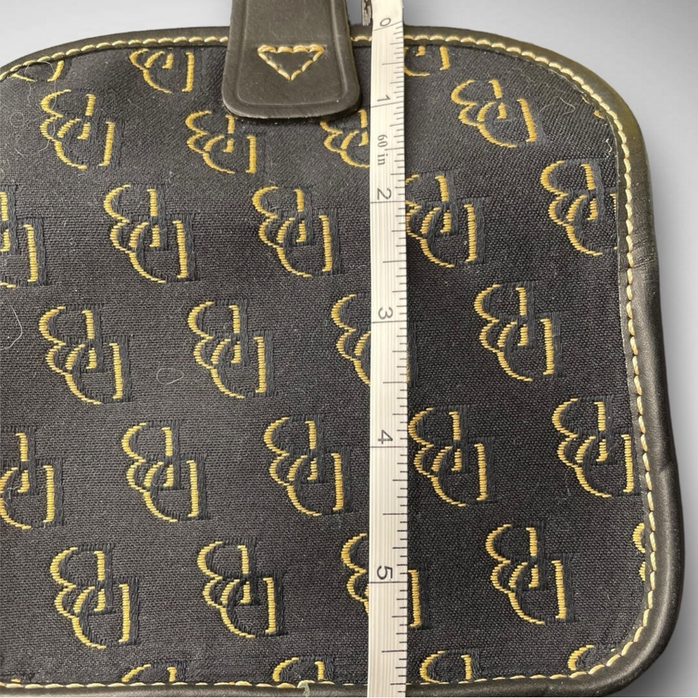 DOONEY & BOURKE 🪢 1975 SIGNATURE COLLINS FLAP CLUTCH IN BLACK & YELLOW - Picture 13 of 14